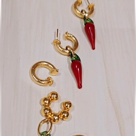 Chilli Drop Gold Hoops - Picture 2 of 2